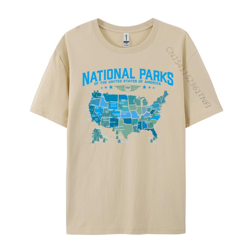 Unisex TShirt All Us National Parks Map Camping 80s Summer Tops Shirt Print Tops Tees Fitted Printed On Tshirts Wholesale