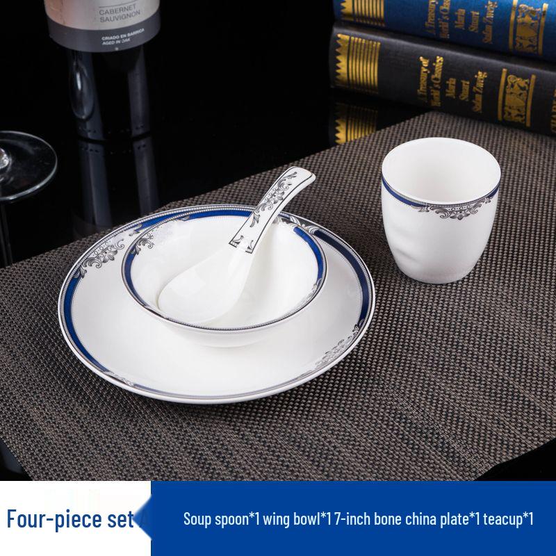 Luxury Ceramic Dinnerware Set: Plates, Bowls, Spoons & Cups for Restaurants & Clubs