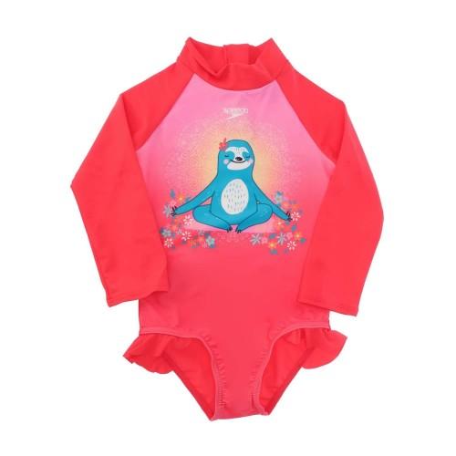Speedo Girls Frill Long-Sleeved One Piece Swimsuit