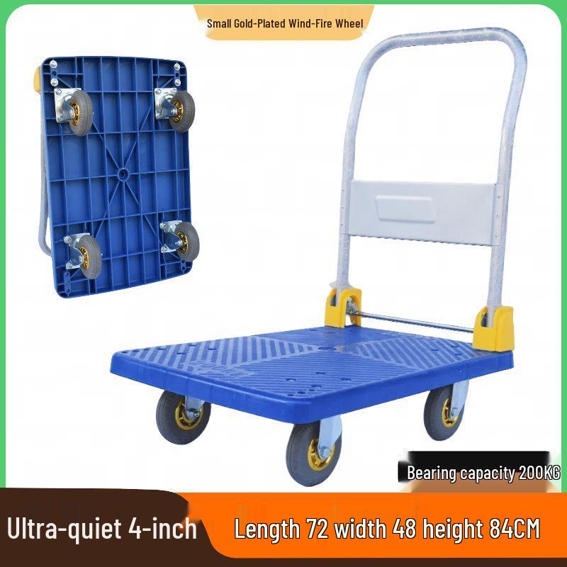 Folding Flatbed Handcart: Silent Cargo Carrier & Pull Cart