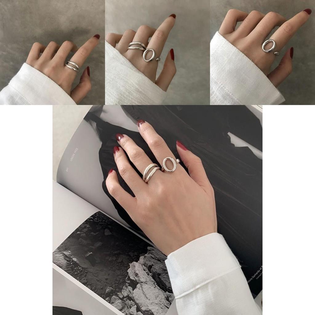 Chic Korean Style 925 Silver Adjustable Ring For Women Unique Accessory Fashionable
