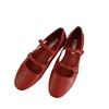 Mary Jane shoes in the autumn of 2025 new French retro fairy style hollow flat bottom one-word buckle belt casual single shoes