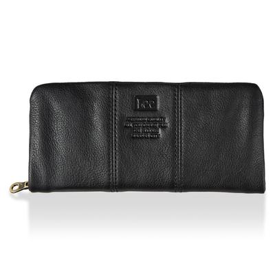 Lee Loose II Holds Electronic and Stitched Wallet, Zipper-Around Design, Coins, Cards, Money, Bills, Leather, Black, 320-2114