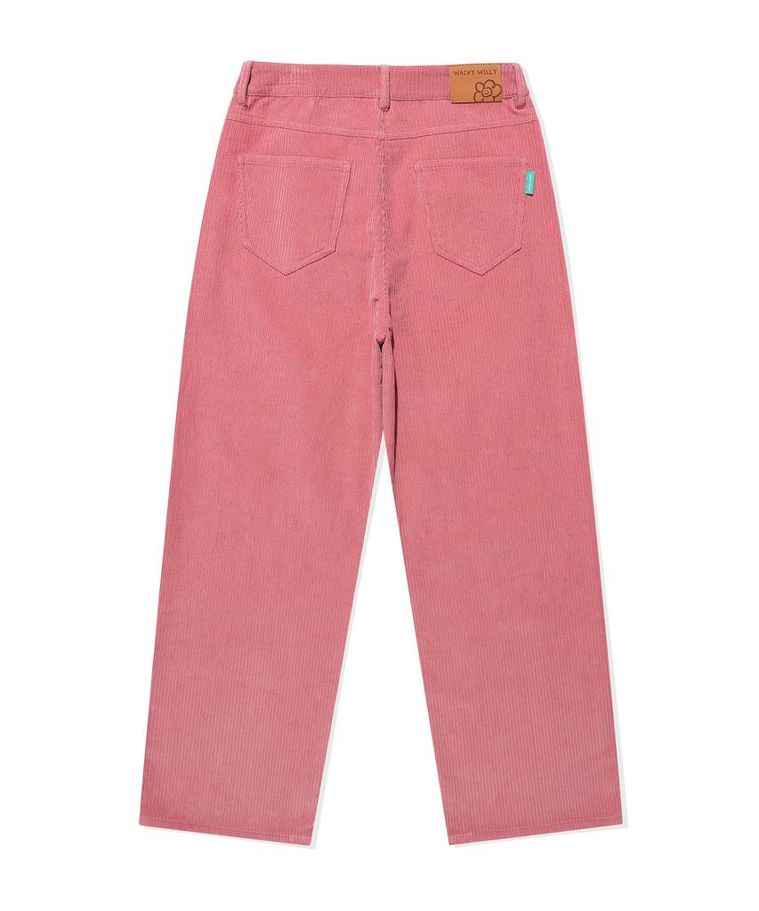 WACKY WILLY Women'S Corduroy Semi-Wide Pants Pink