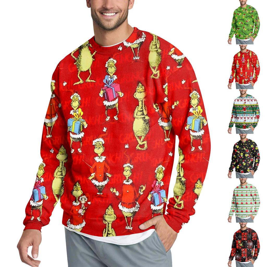 Men's Casual Fashion Printed Round Neck Pullover Sweatshirt