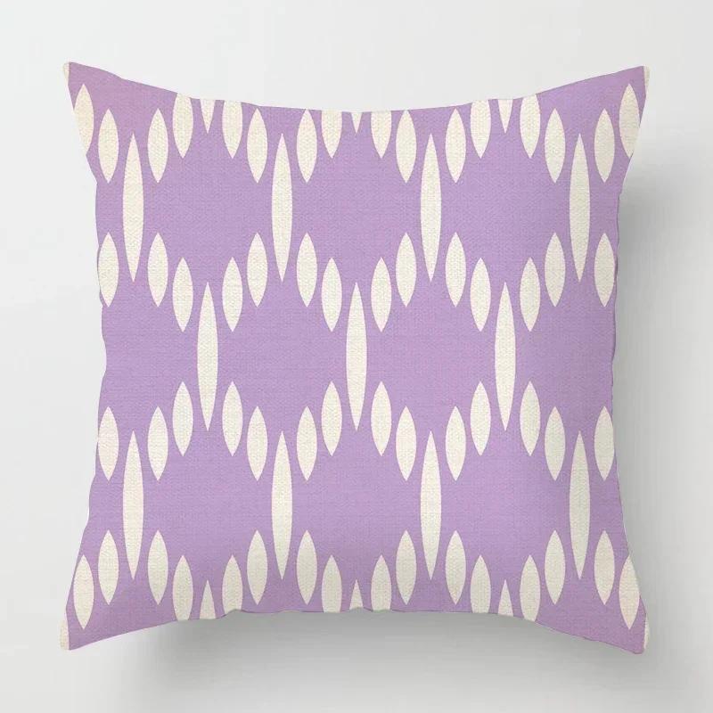 Geometric Light Purple Pillow Cover 50*50 Living Room Sofa Cushion Cover 40*40 Solid Color Decorative Cushion Cover Home Decor
