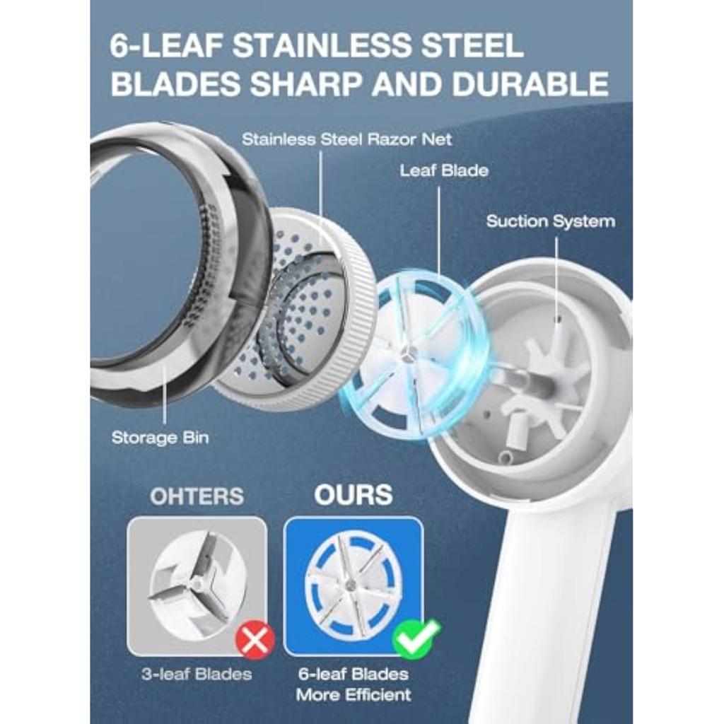 New Wireless Lint Remover Rechargeable 6-Leaf Blades 3-Speed LED Display Clothes Furniture Sweater Portable Electric Lint Shave