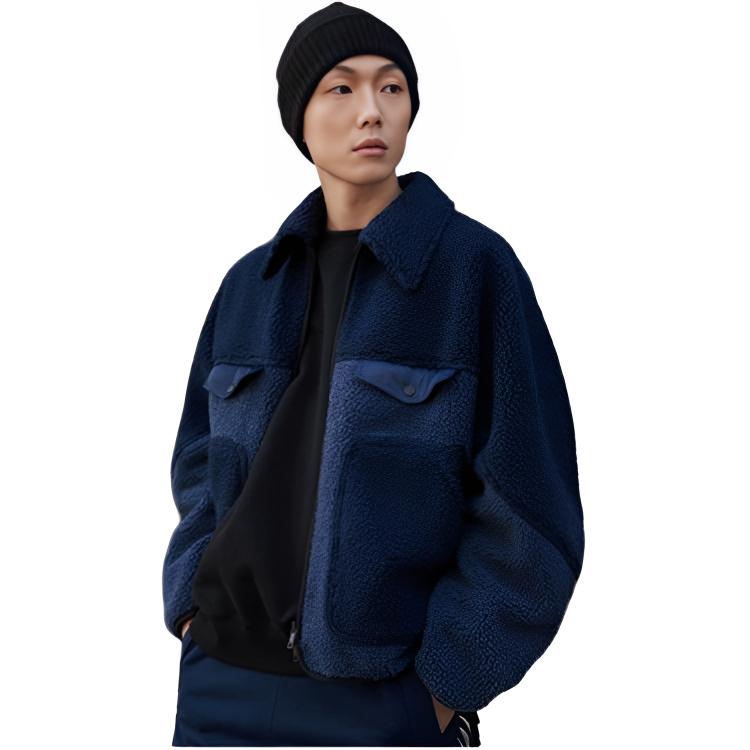Li Ning 21FW Wu Chuang Wu Yi Color Block Warm Wide Logo Jacket Men Jacket Deep-Navy AJDR429-2