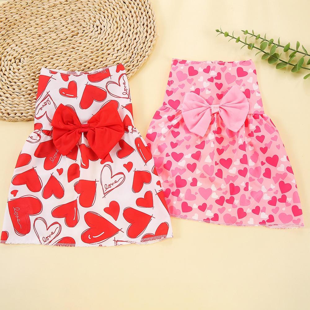 Heart Patten Medium/Small Pet Skirts Breathable Dog‘s Summer Dress  For Puppy Poodle Chihuahua Etc