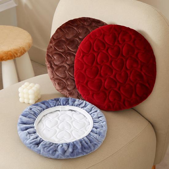 Rund krakkovertrekk Hjertepreget design Myk flanell Elastisk bånd Sklisikker setepute Stoltrekk Krakktilbehør