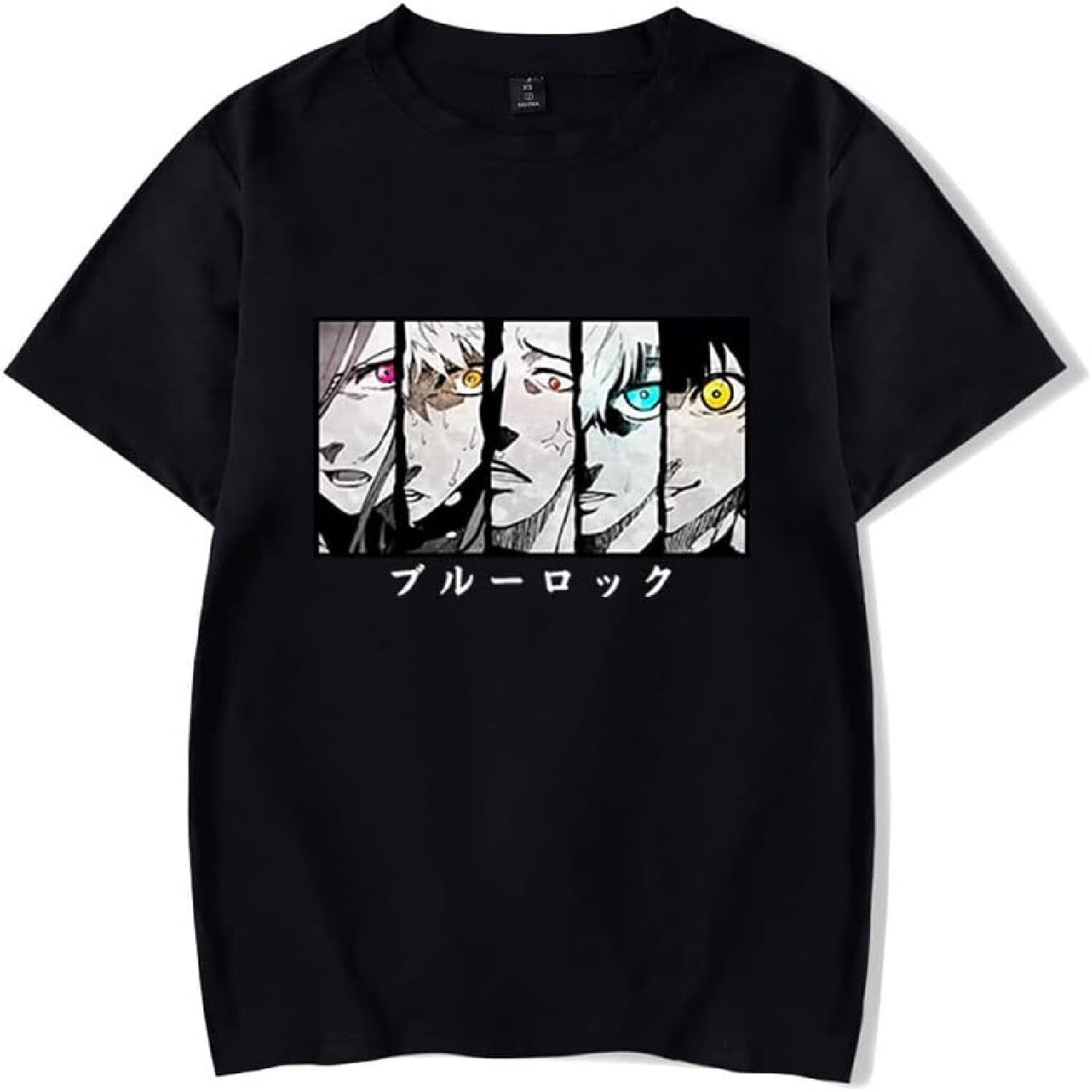 

WJHYWDH Anime Blue Lock T-Shirt Merch Casual Short Sleeved T Shirt Unisex Tee XXXXXL чорний