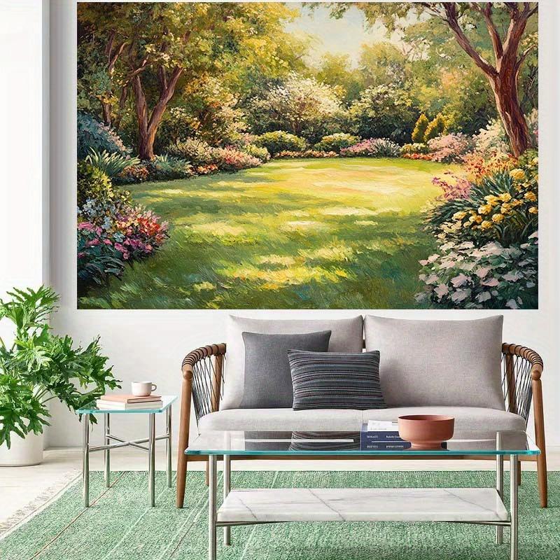 1pc 2D "Garden Landscape" Background Wall with Trees Flowers and Grass - Silk Photography Props Garden Party Decoration