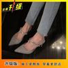 Light Luxury Style Outer Wear Thin Heel Pointed Head High Heel Summer New Fashion Celebrity Style Party Niche Half Slippers Women