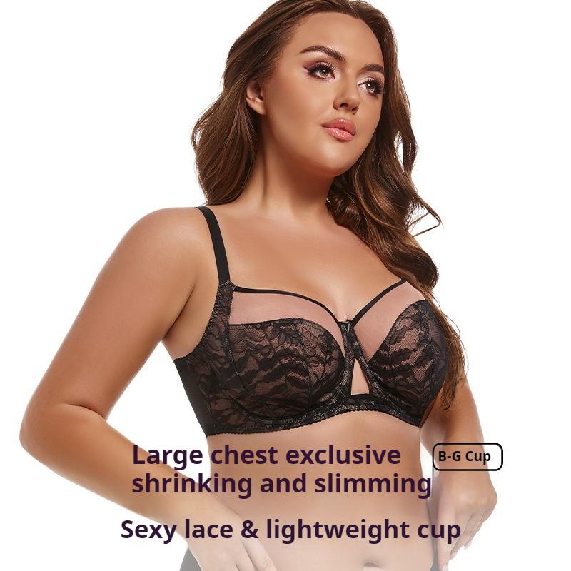 Hot-selling Plus-size Lingerie, Full-cup Lace Bras That Make Busts Look Smaller