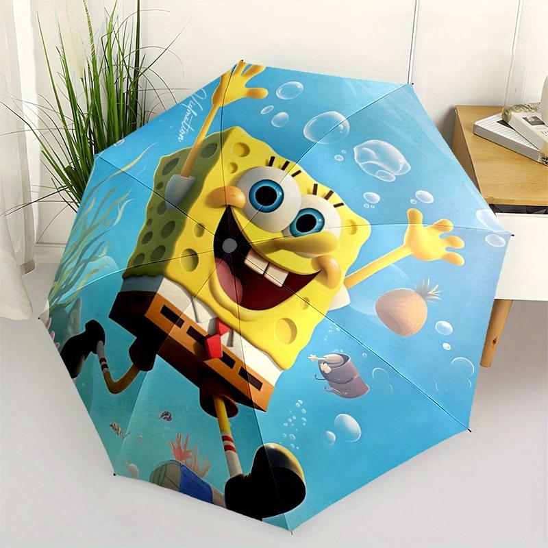 1pc SpongeBob SeaWorld Self-Folding Umbrella, 8-Bone Compact Travel Umbrella, Durable Plastic And Iron Frame089