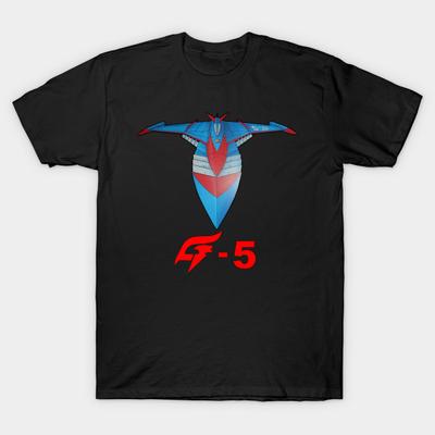 Men Black Print T-shirt Super Large TShirtBattle of the Planets & Gatchaman God Phoenix G-5 No-Cut Transfer Paper Print Cotton Tshirt