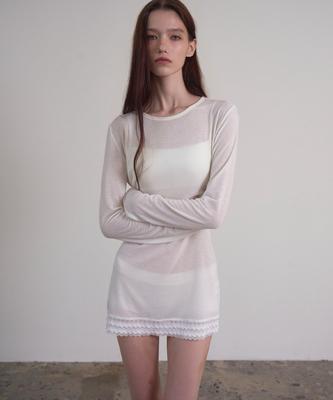 SSIN AND LEE Melt Lace Mini Dress White