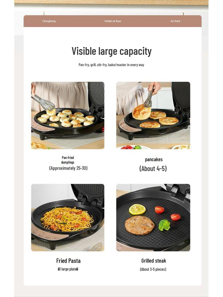 Electric Griddle with Increased Depth: Multi-functional Double-Sided Cooking Pan for Frying, Grilling, Baking, Crepes, and Pancakes