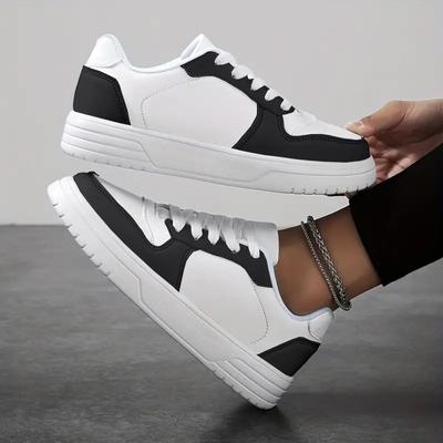 Teenager-Trend vielseitige dicksohlige kleine weiße Schuhe Herren neu Lederoberfläche atmungsaktiv Sport und Freizeit