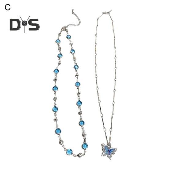 Damhalsband Fauxkristall Enkelt/Dubbelt Lager Fjärilshänge Justerbart med Förlängd Längd Studentfest Halsband Bröllop Choker