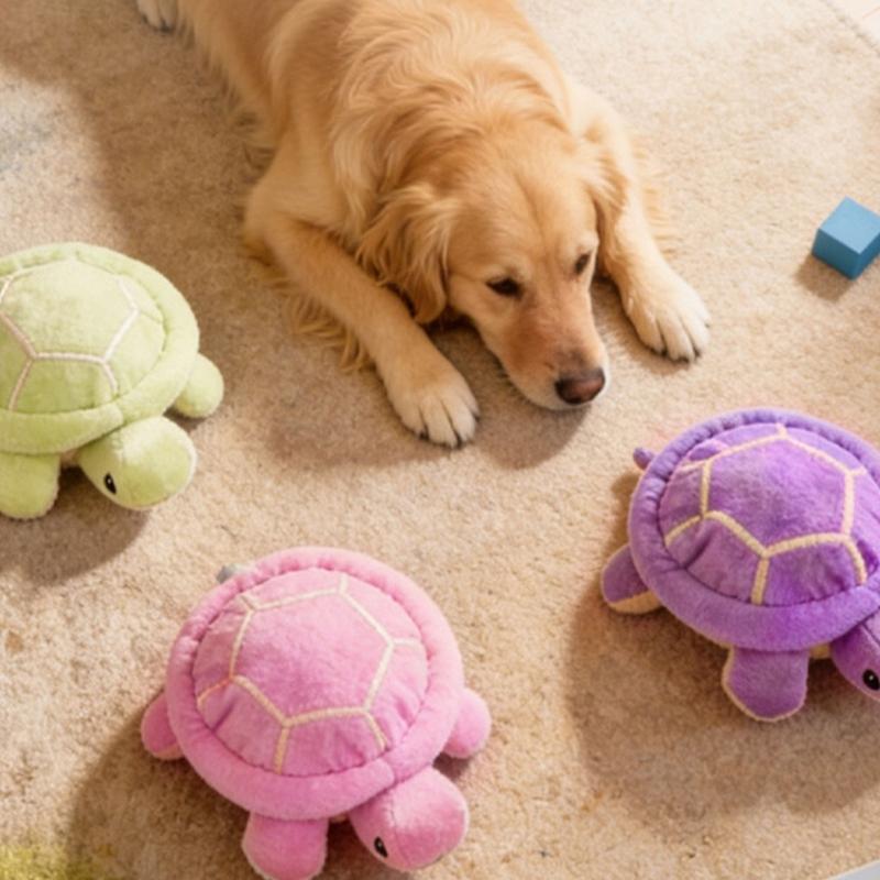 Squeaking Plush Turtles Toy for Dog Chew Stuffed Animal Engagement Teething Toy for Various Breeds Indoor Entertainment