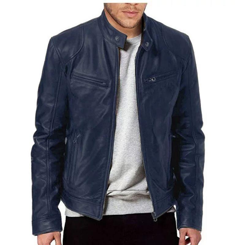 2025 Autumn Winter Fashionable PU Men's Casual Jacket Wholesale European Style Motorcycle Leather Coat