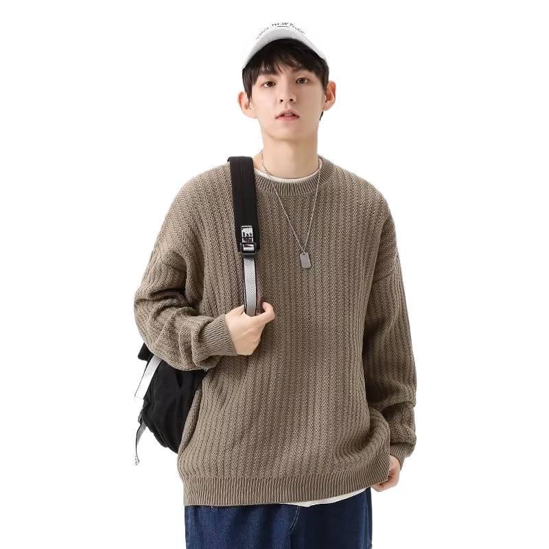 Spring & Autumn Retro Men's Solid Color Street Style Pullover Sweater