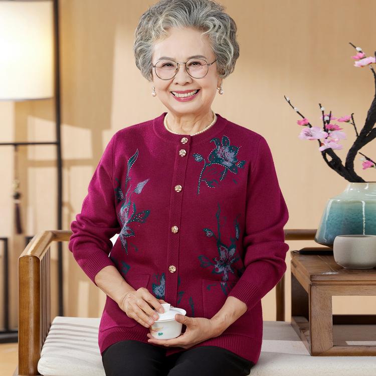 Mothers Knit Coats, Old People's Clothes, Grandma's Spring Sweaters, Cardigans, Loose Spring and Autumn Women.