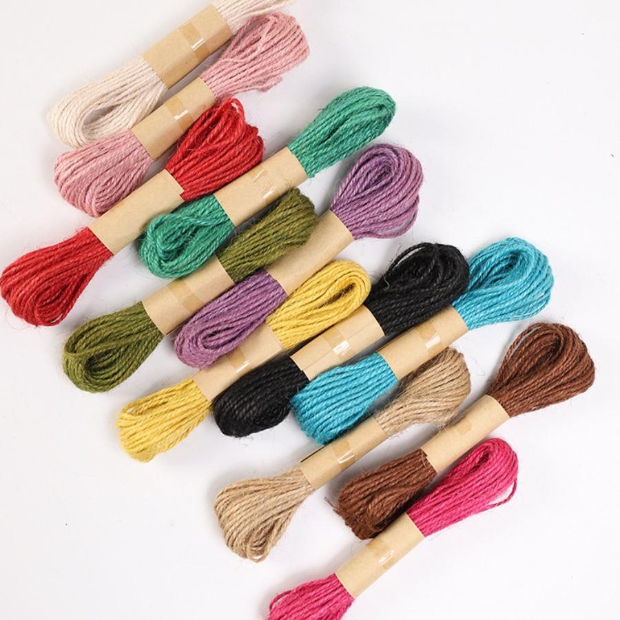 12pcs 10M Jute Twine Colorful Woven Rope For Diy Crafts Home Wedding Decoration Knitting Cord Craft Supply Gift Ring