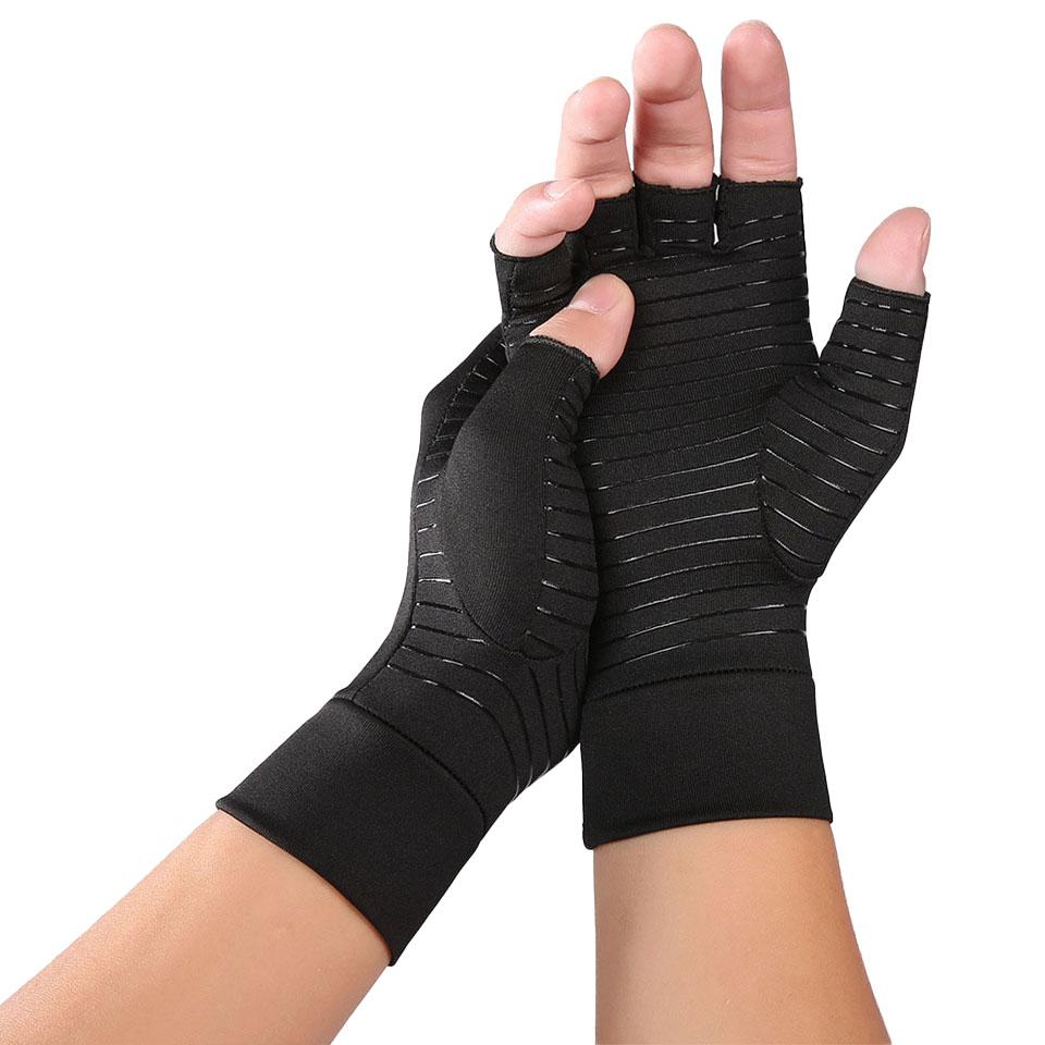 

Gobygo 1Pair Half Finger Copper Fiber Compression Nursing Gloves Silicone Anti-Slip Fitness Gloves Outdoor Sport Driving Riding M