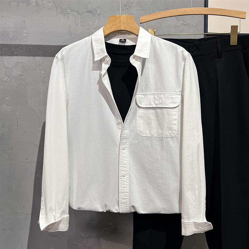 Autumn New Shirt Men's Long-sleeved Solid Color Simple Casual Versatile Lapel Shirt