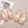 Fashion Girl Glitter Shoes Kids Flat Shoes Sequins Rhinestone Pearl Princess Bowknot Leather Shoes for Student Performance Party