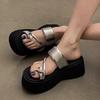 Summer temperament platform slippers women's toe slippers outer wear skirt non-slip shoes tide
