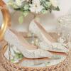 Fashion Silver Wedding Shoes 2025 New Crystal Bow Fairy Style Bridesmaid Stiletto Heels