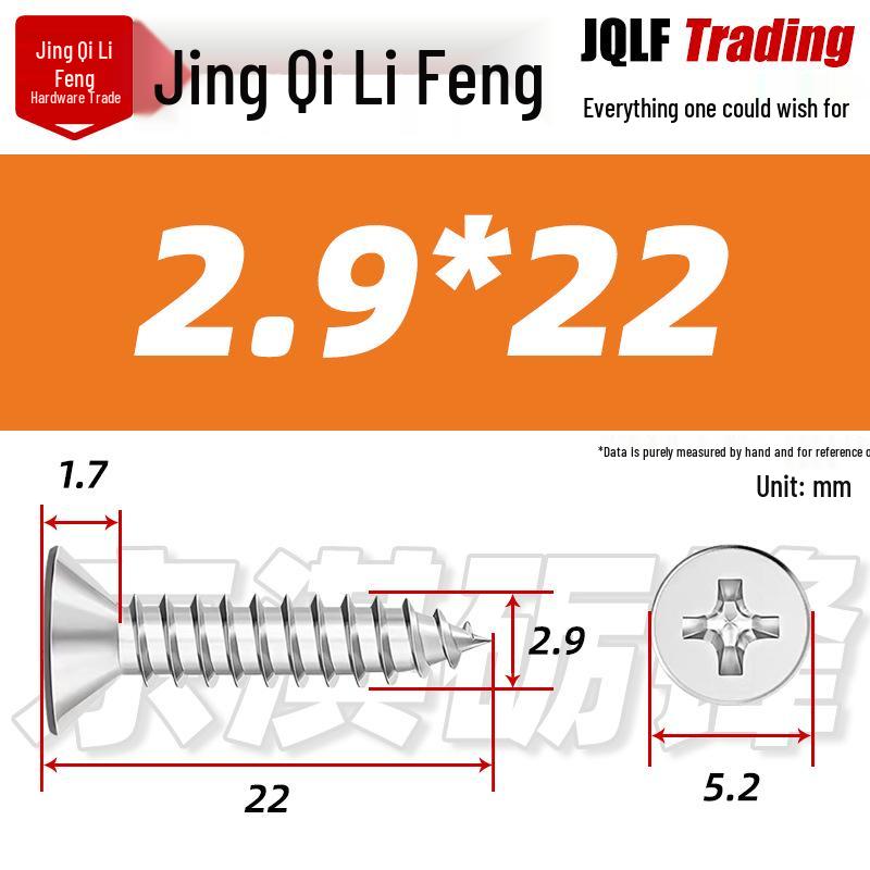 304 Stainless Steel Countersunk Self-Tapping Screw for Furniture & Outdoor Construction (GB/T 846)