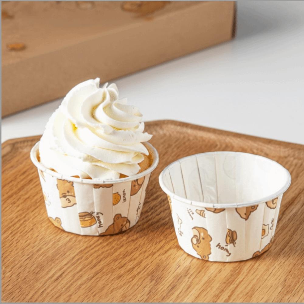 Heat Resistant Disposable Cupcake Cups Greaseproof Glossy Surface Baking Paper Mold No Lid Non-Stick Muffin Cups Home Kitchen