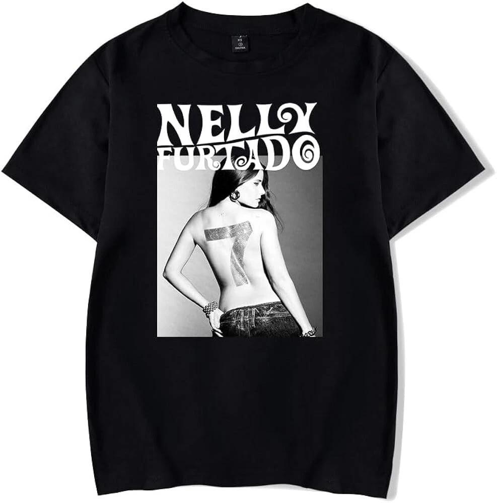 Nelly Furtado 7 Album heavy Cotton Black All Size T Shirt For Men TR127 L