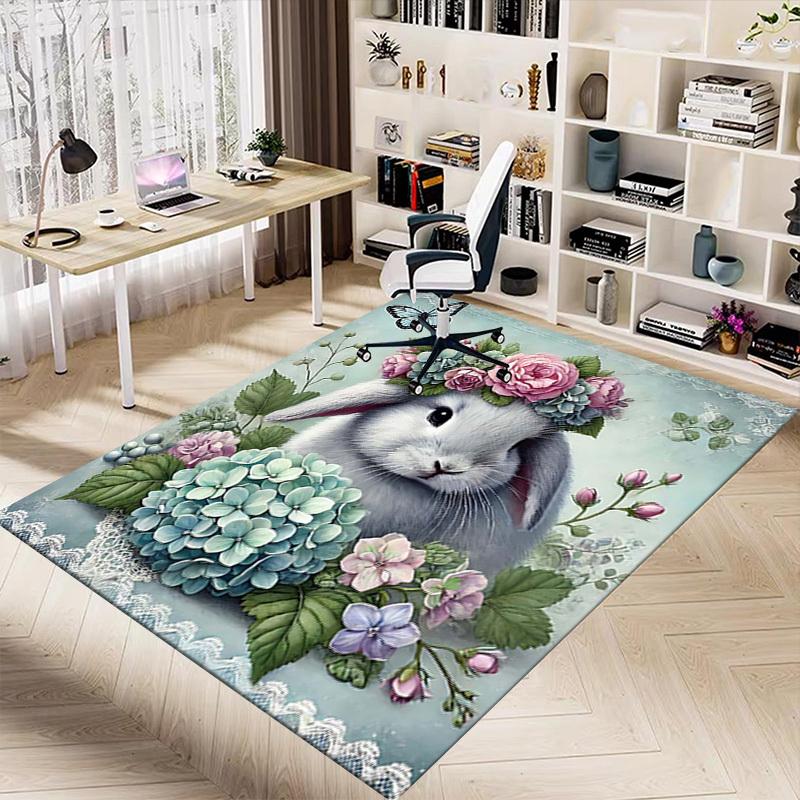 1PC rabbit flower Anti-slip carpet, suitable for Office, bedroomand playrooms. It can also be used as a sofa footrest cover-R43