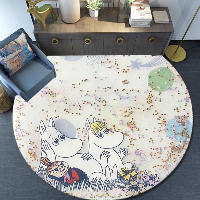 Moomin2,Round Area Rug,Carpet Rug for Living Room Bedroom Sofa Playroom Decor,Non-slip Floor Mat