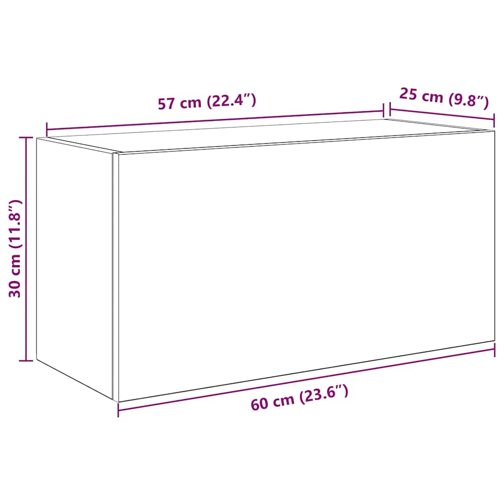Badezimmer-Wandschrank Sonoma Eiche Optik 60 x 25 x 30 cm Spanplatte