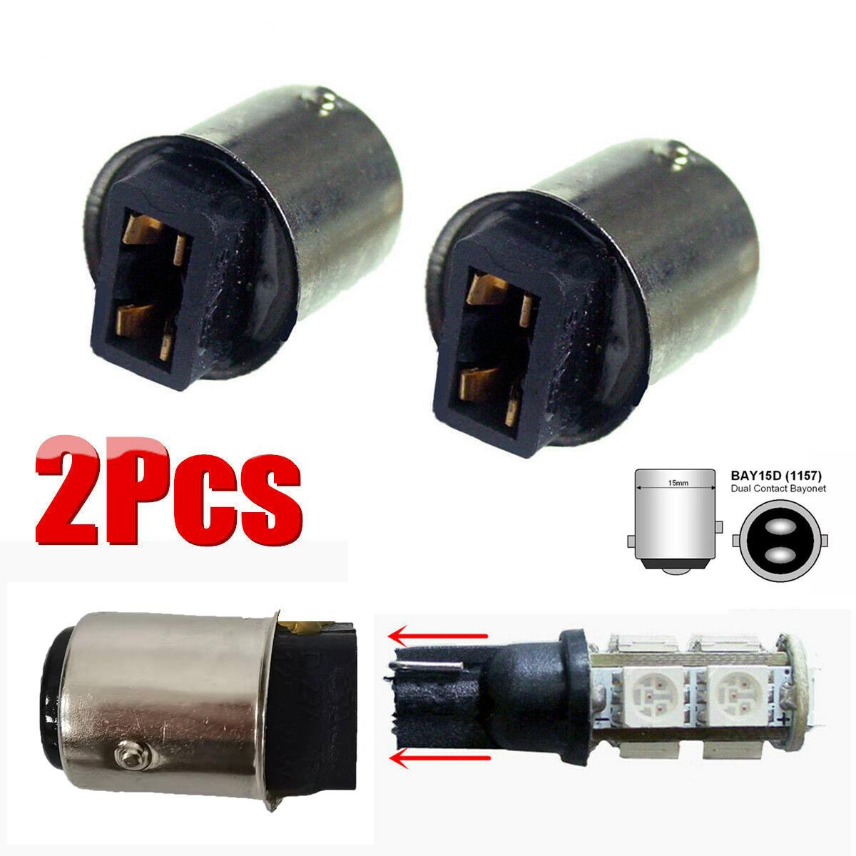 

2Pcs T10 W5W 168 194 to 1157 BAY15D Two Contact 1156 ba15s LED Light Lamp Bulb Base Converter Adapter Transformer 1157 Socket T10 to 1157 Bay15d