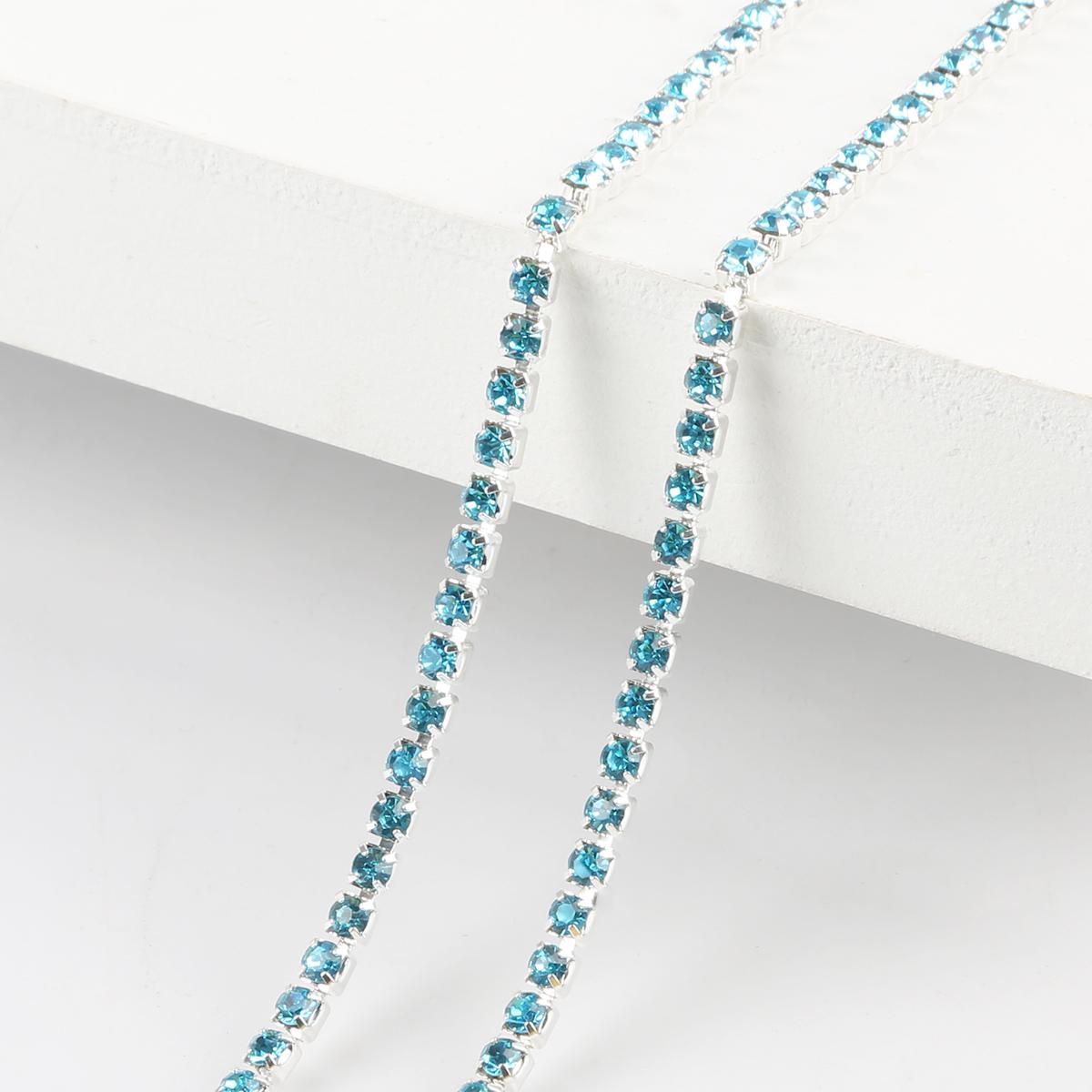 

Цепочка со стразами плотности 1 м, пришитая на клею серебряная основа, отделка стразами, аксессуары для самостоятельного изготовления SS12 Width 3.0MM