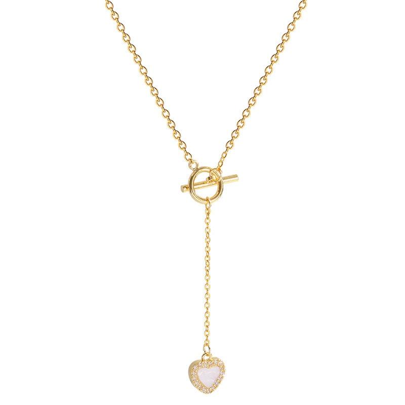Korean Fashion Sex Heart Titanium Steel Necklace Simple Trend Micro -Inlaid Zircon Pendant Cold Wind Necklace Jewelry Wholesale
