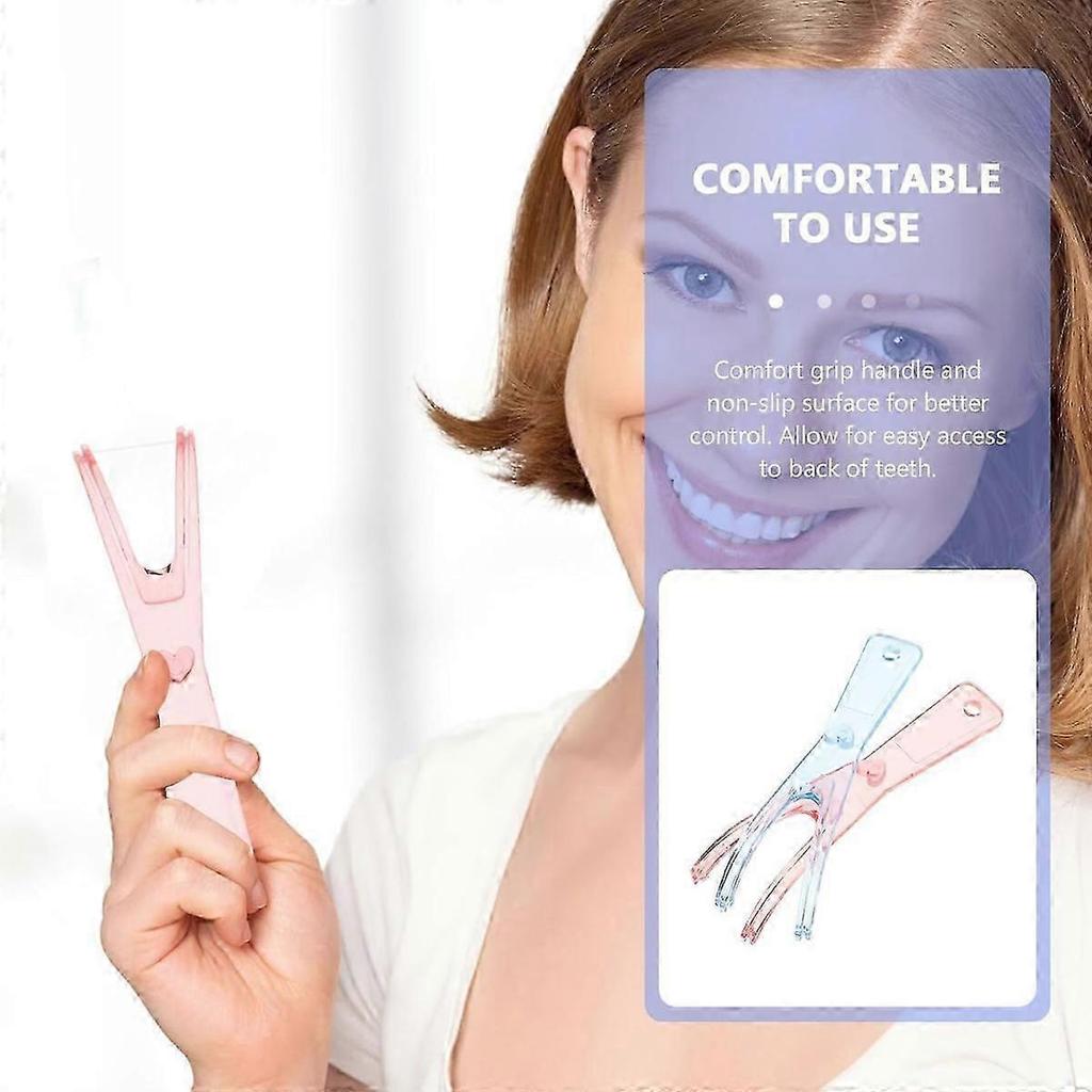 Set Of 2 Reusable Dental Floss Holders (pink + Blue)