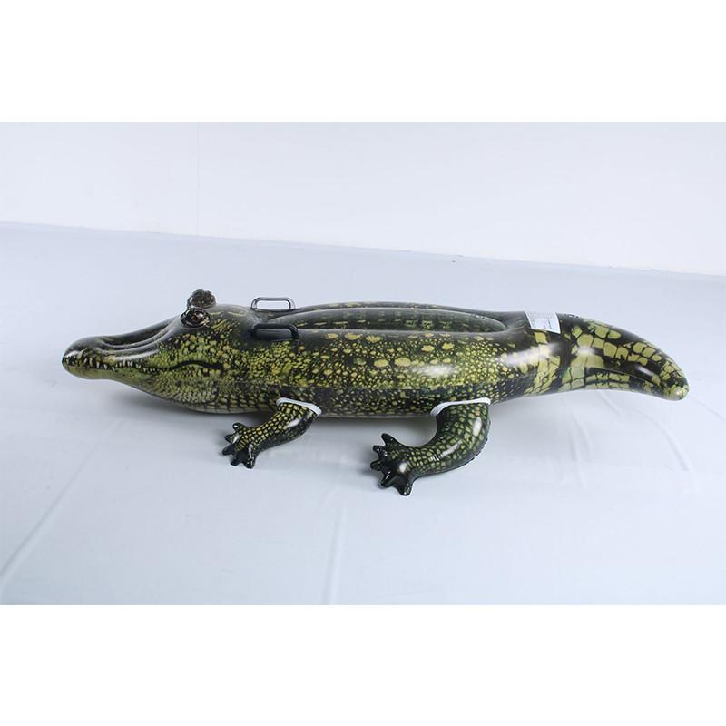 Bóia Inflável Grande de Crocodilo para Crianças Nadando Verde PVC Assento de Surfe Anel 155x80x31cm