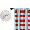 Set Of 2 Classic Curtains Red White Checkered Pattern Fresh Light Blue Background Clean Lines Refined Quality Curtain Polyester