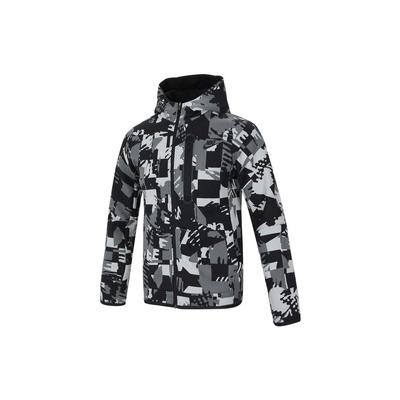 Nike Color-Block Logo Print Knit Zip Hoodie Jacket Kids Outerwear Black DM8071-077