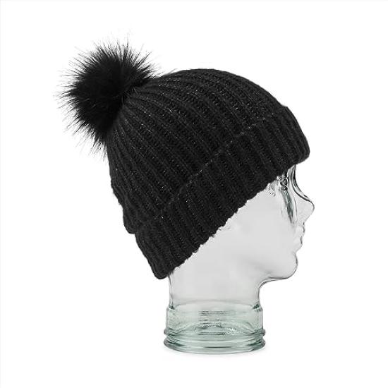 Knit Cap LYRA Hat BLACK [Volcom] Women's (with Pompom) [K5852402 / V.CO BEANIE] O/S