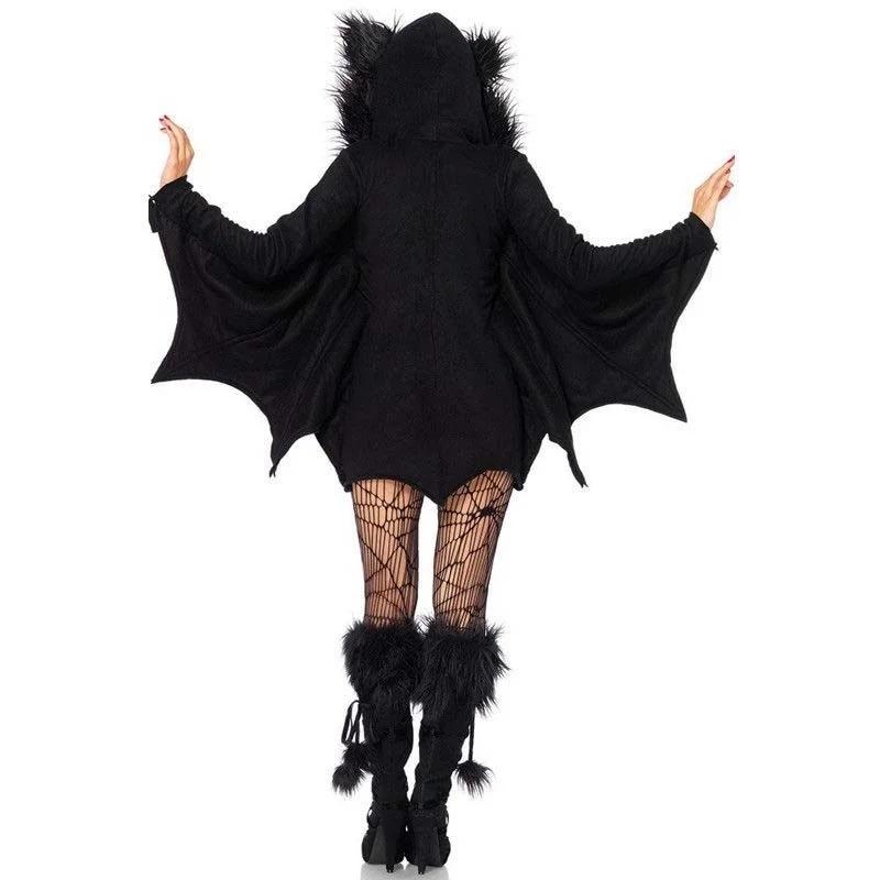 New Women Halloween Bat Adult Jumpsuit Halloween Fancy Dress Outfit Masquerade Party Animals Cosplay Costume (Romper Only)