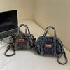 Vintage Mini Denim Boston Bag Women's Crossbody Bag